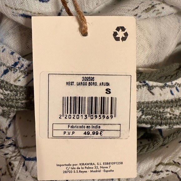 NWT Natura Women’s Size Small Maxi Bohemian Style Dress Green & Blue Sleeveless - Picture 6 of 16